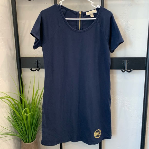 Michael Kors Dresses & Skirts - Michael kors tee shirt dress, blue & gold, size medium